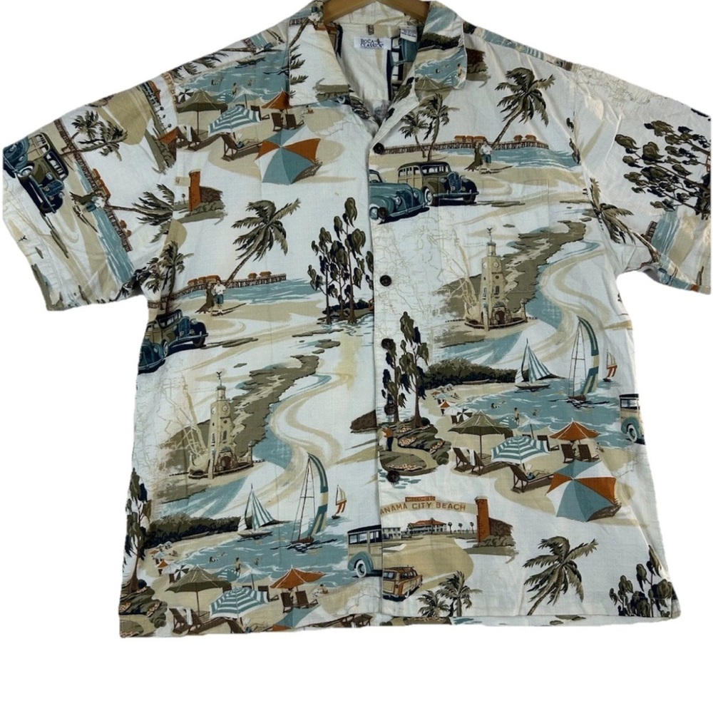 Vintage Beach Print Men's Shirt